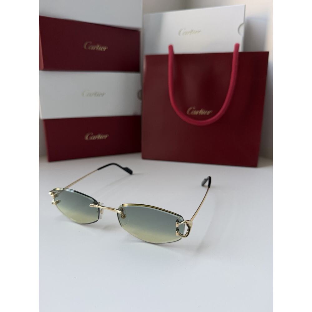 CARTIER C De Cartier CT0467S 003 Gold Green Gradient Women Sunglasses AUTHENTIC